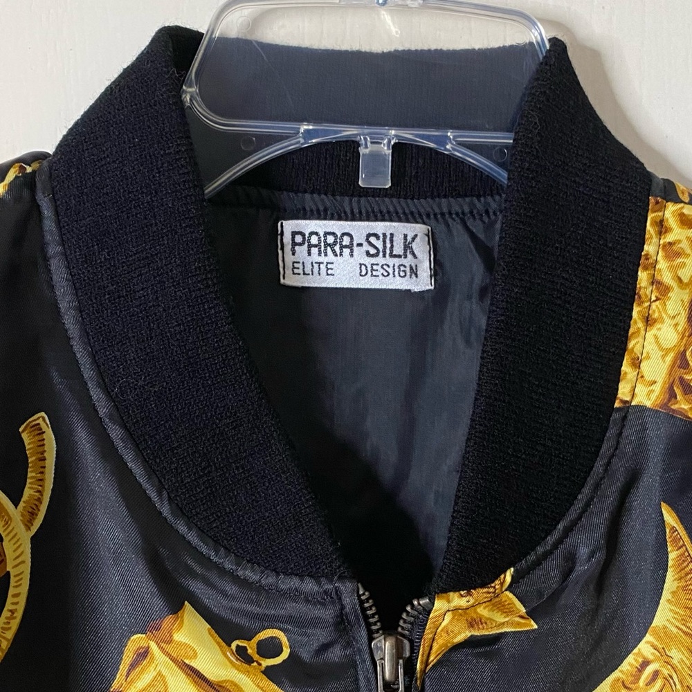 90s vtg PARA SILK Iconic CHARMS Graphic Bomber Jacket - Picture 4 of 10